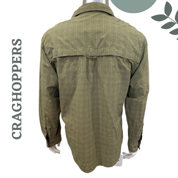 🛍️3/$40 Craghoppers Bear Grylls Long Sleeve Outdoor Shirt Green Plaid Medium - Picture 2 of 8